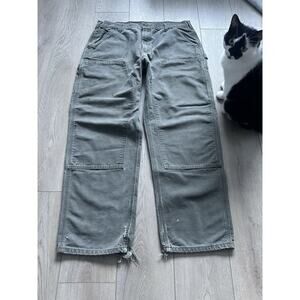 Vintage Carhartt double knee carpenter pants green leather tag size 38x32